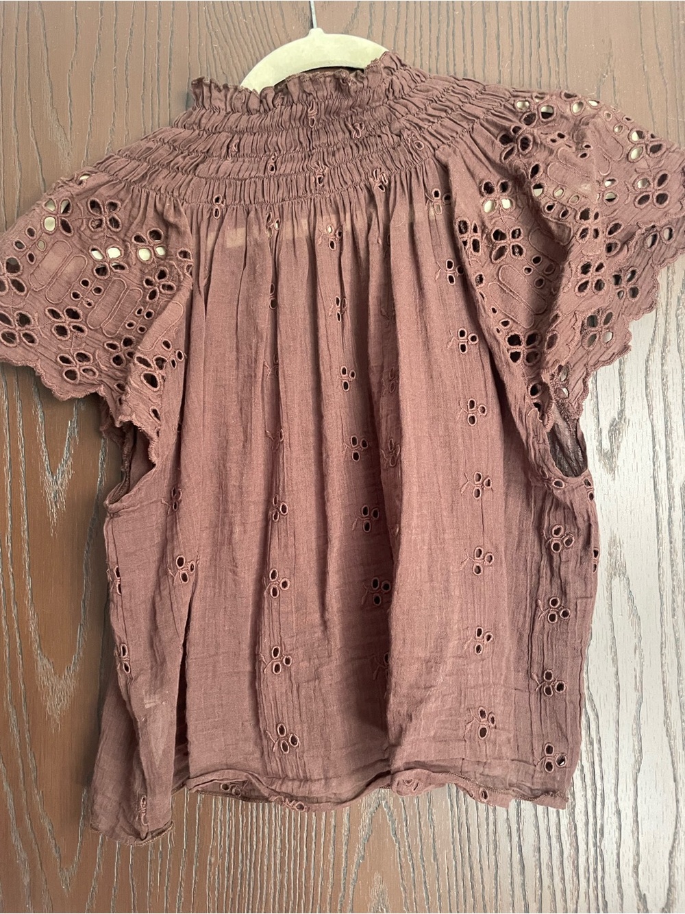 Free People Fp One Sigrid Blouse Top Shaved Chocolate Eyelet - Picture 2 of 4